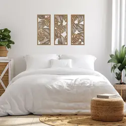 تابلو سه تکه برگ مانسترا مدل TH_42816