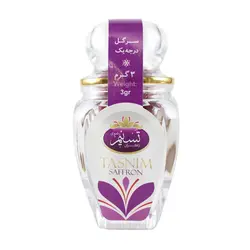 زعفران سرگل درجه یک تسنیم طرح گوهر (آذین) – 3 گرم