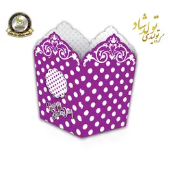 ظرف پاپ کرن تم خالدار بنفش