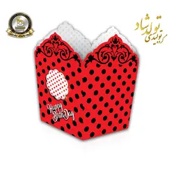 ظرف پاپ کرن تم خالدار قرمز مشکی