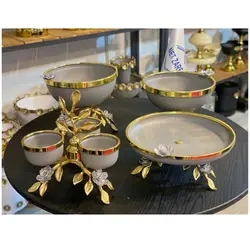 سرویس پذیرایی 4 پارچه آلومینیوم فلز طوسی طلایی