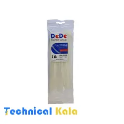 بست کمربندی پلاستیکی با عرض ۲.۵ میلیمتر و طول ۲۰۰ میلیمتر سفید رنگ DeDe مدل(DTN25200)