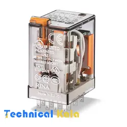 رله شیشه ای 7 آمپر فیندر 14 پایه 4NONC ولتاژ کنترلی finder 230VAC (مدل 55.34.8230.0040)