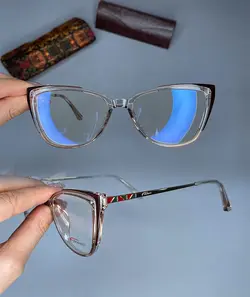 عینک فریم کائوچویی گربه ای دورنگ 0876