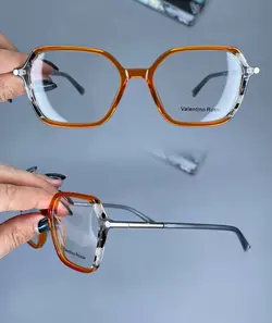 عینک فریم کائوچویی مربعی زاویه دار دو رنگ  010446