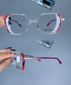 عینک فریم کائوچویی مربعی زاویه دار دو رنگ  010446