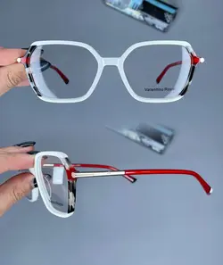 عینک فریم کائوچویی مربعی زاویه دار دو رنگ  010446