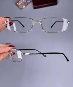 عینک فریم فلزی مستطیلی دماغه یک تیکه نیمه مطالعه   010519