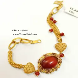 دستبند  طرح زیرخاکی طلا برند ادیب از سنگ عقیق