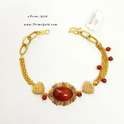 دستبند  طرح زیرخاکی طلا برند ادیب از سنگ عقیق