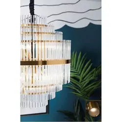 لوستر کریستال مدل NENO رنگ شفاف/برنجی سایز d60cm کد 664172