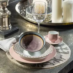 فنجان و نعلبکی قهوه خوری مدل MIST رنگ سفید/صورتی کد 652643s