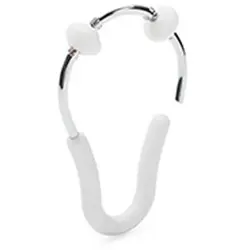 حلقه آویز وسایل و پرده حمام مدل FLEX رنگ سفید/استیل کد 659741