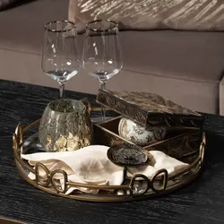 سینی مدل ELLIE رنگ طلایی اندازه d41cm کد 578895