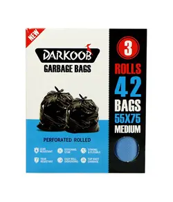 دارکوب کیسه زباله جعبه ای آبی متوسط 3 رول 42 برگی 55 * 75