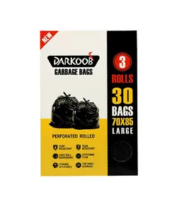 دارکوب کیسه زباله جعبه ای مشکی  بزرگ 3 رول 30 برگی 70 * 85