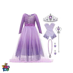 لباس پرنسس Elsa رنگ بنفش به همراه اکسسوری