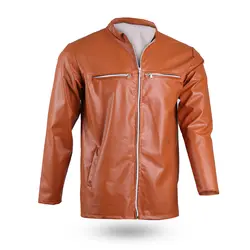 کاپشن چرم قهوه ای مدل زیپی مردانه
