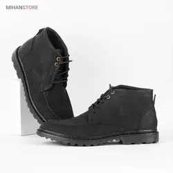 کفش نیم بوت چرم مشکی ساقدار مدل مردانه