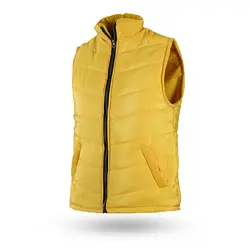 جلیقه پافر رنگ زرد مدل یقه ایستاده مردانه