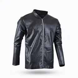 کاپشن چرم مشکی بدون طرح مدل مردانه