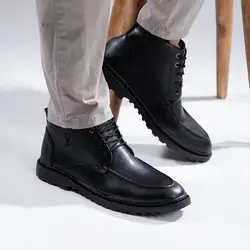 کفش ساقدار چرم مشکی مدل مردانه LV