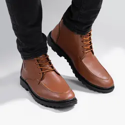 کفش ساقدار جنس چرم قهوه ای مدل مردانه LV