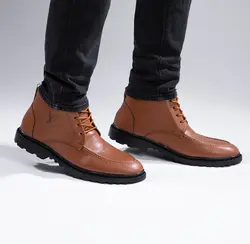 کفش ساقدار جنس چرم قهوه ای مدل مردانه LV