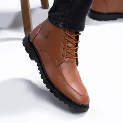 کفش ساقدار جنس چرم قهوه ای مدل مردانه LV