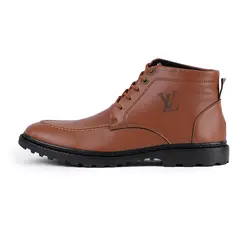 کفش ساقدار جنس چرم قهوه ای مدل مردانه LV