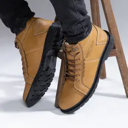 کفش ساقدار چرم عسلی مدل مردانه کلاسیک