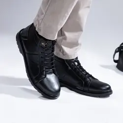 کفش نیم بوت مشکی جنس چرم مدل مردانه