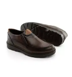 کفش چرم قهوه ای پسرانه مدل کلاسیک Brown