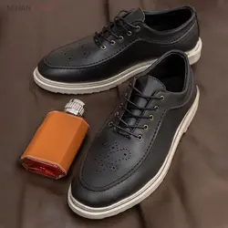 کفش چرم کلاسیک بندی مشکی مدل مردانه