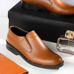کفش چرم کلاسیک قهوه ای مردانه رسمی مجلسی
