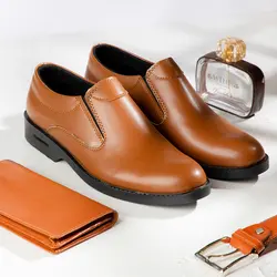 کفش چرم کلاسیک قهوه ای مردانه رسمی مجلسی