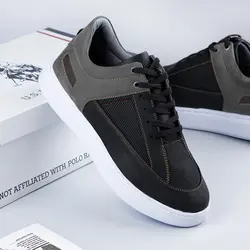 کفش مشکی تخت صاف پشت خاکستری طوسی مردانه