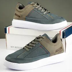 کفش چرم اسپرت خاکستری قهوه ای پسرانه