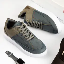 کفش چرم اسپرت خاکستری قهوه ای پسرانه