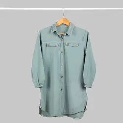 مانتو نخی مدل دو جیب دکمه ای دخترانه در 3 رنگ