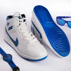 کفش مردانه سفید قرمز سفید آبی Nike Air Jordan