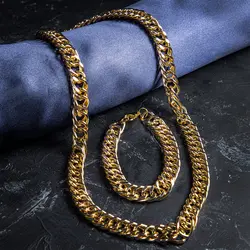 ست اکسسوری Gold گردنبند و دستبند استیل طلایی