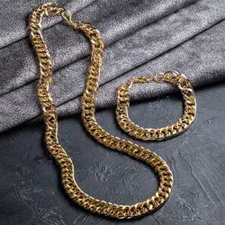ست اکسسوری Gold گردنبند و دستبند استیل طلایی