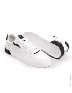 کفش چرم سفید پشت مشکی مدل مردانه