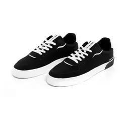 کفش چرم مشکی با تریم سفید مدل مردانه