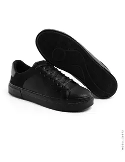 کفش چرم مشکی ساده مدل مردانه ( کف تخت )