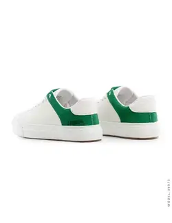 کفش چرم سفید پشت سبز مدل مردانه کف تخت