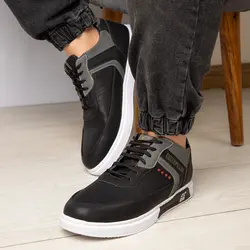 کفش چرم مردانه جدید مدل اسپرت مشکی طوسی