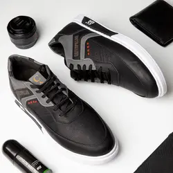 کفش چرم مردانه جدید مدل اسپرت مشکی طوسی