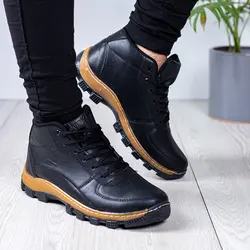 کفش ساقدار مردانه مشکی اسپرت چرم